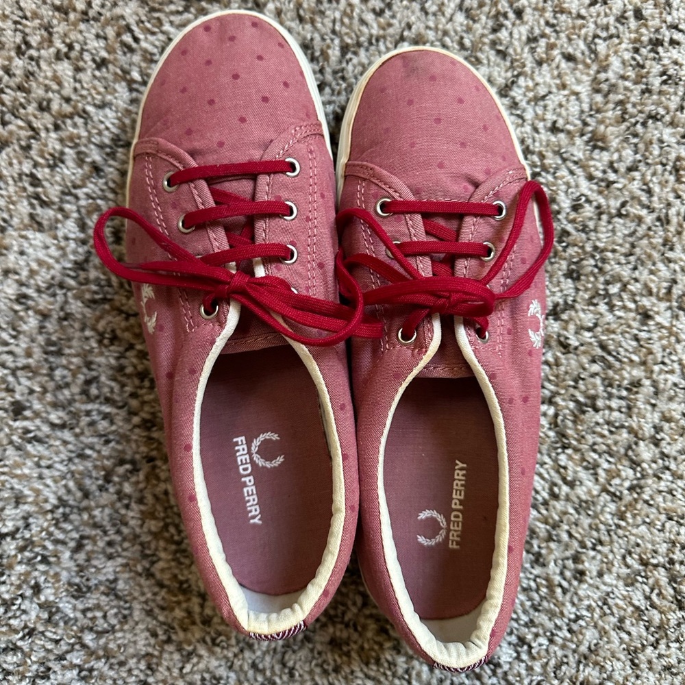 Fred Perry Red Canvas Sneakers